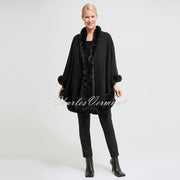 Joseph Ribkoff Faux Fur Poncho – Style 213906 (Black)