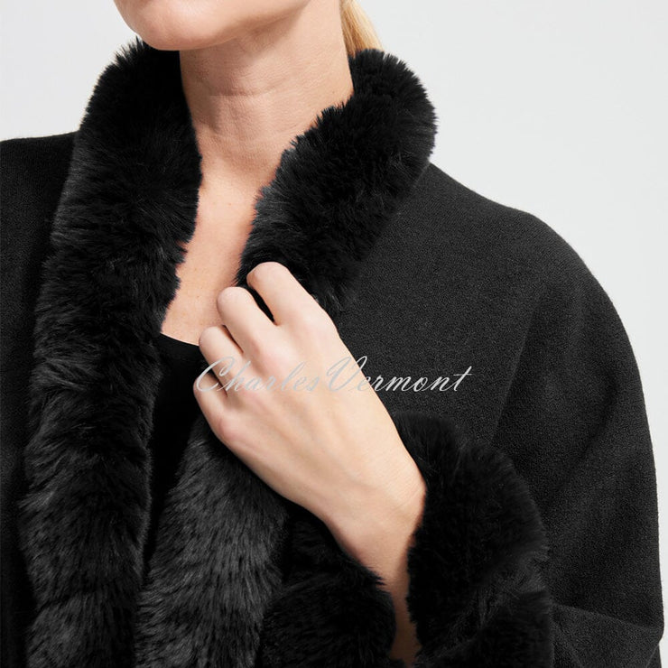 Joseph Ribkoff Faux Fur Poncho – Style 213906 (Black)