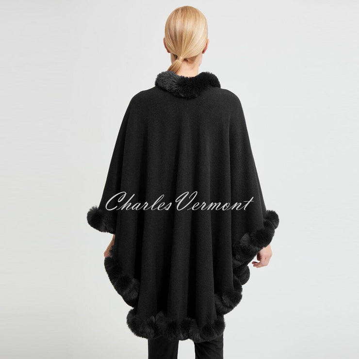 Joseph Ribkoff Faux Fur Poncho – Style 213906 (Black)