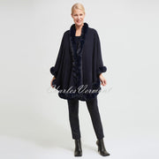 Joseph Ribkoff Faux Fur Poncho – Style 213906 (Midnight Blue)