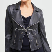 Joseph Ribkoff Faux Leather Jacket – Style 213945 (Ink)