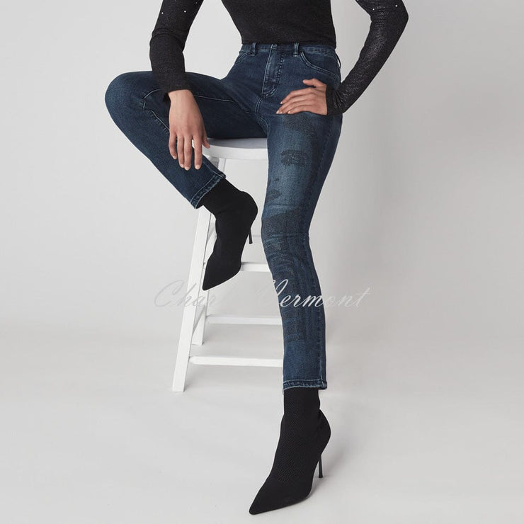 Joseph Ribkoff Rhinestone Face Jean – Style 213973