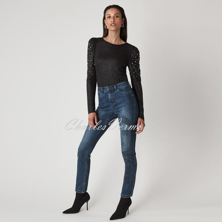 Joseph Ribkoff Rhinestone Face Jean – Style 213973