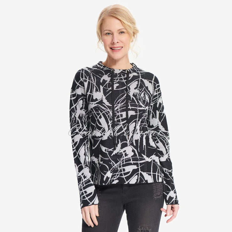 Joseph Ribkoff Jacquard Top – Style 214931 (Black / Silver)