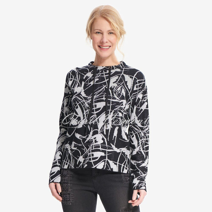 Joseph Ribkoff Jacquard Top – Style 214931 (Black / Silver)