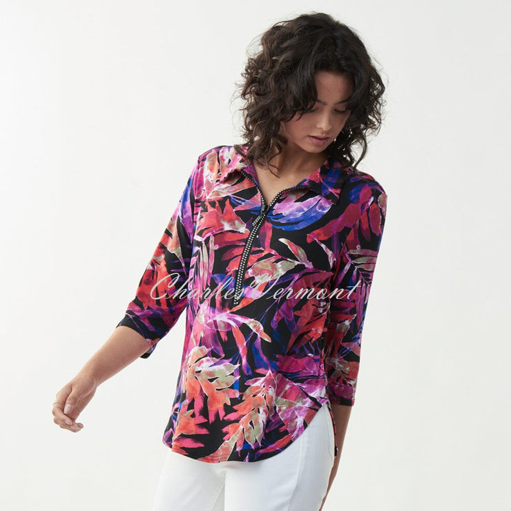 Joseph Ribkoff Tropical Print Diamante Zip Tunic – Style 221191