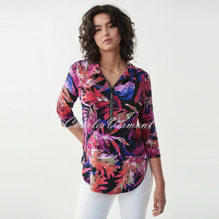 Joseph Ribkoff Tropical Print Diamante Zip Tunic – Style 221191
