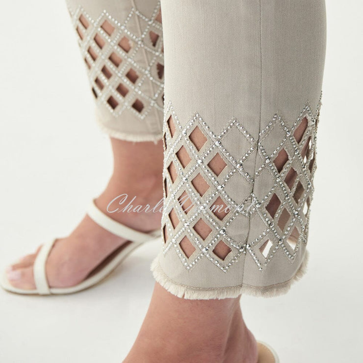 Joseph Ribkoff Rhinestone Ankle Jean – Style 221919 (Sand)
