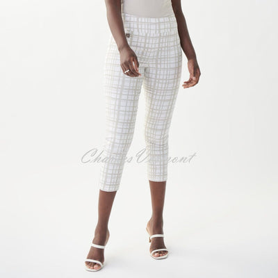 Joseph Ribkoff Plaid Crop Trouser – Style 222259 (Vanilla / Moonstone)