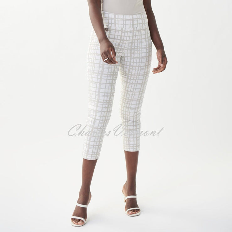 Joseph Ribkoff Plaid Crop Trouser – Style 222259 (Vanilla / Moonstone)