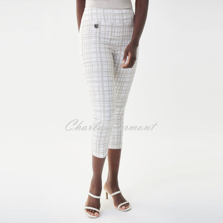 Joseph Ribkoff Plaid Crop Trouser – Style 222259 (Vanilla / Moonstone)