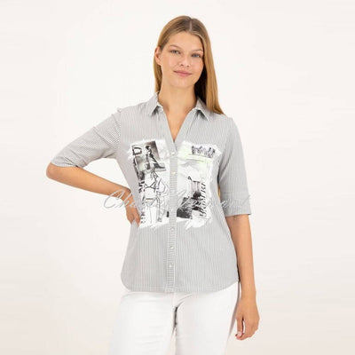 Just White Jersey Stretch Blouse - Style J1648