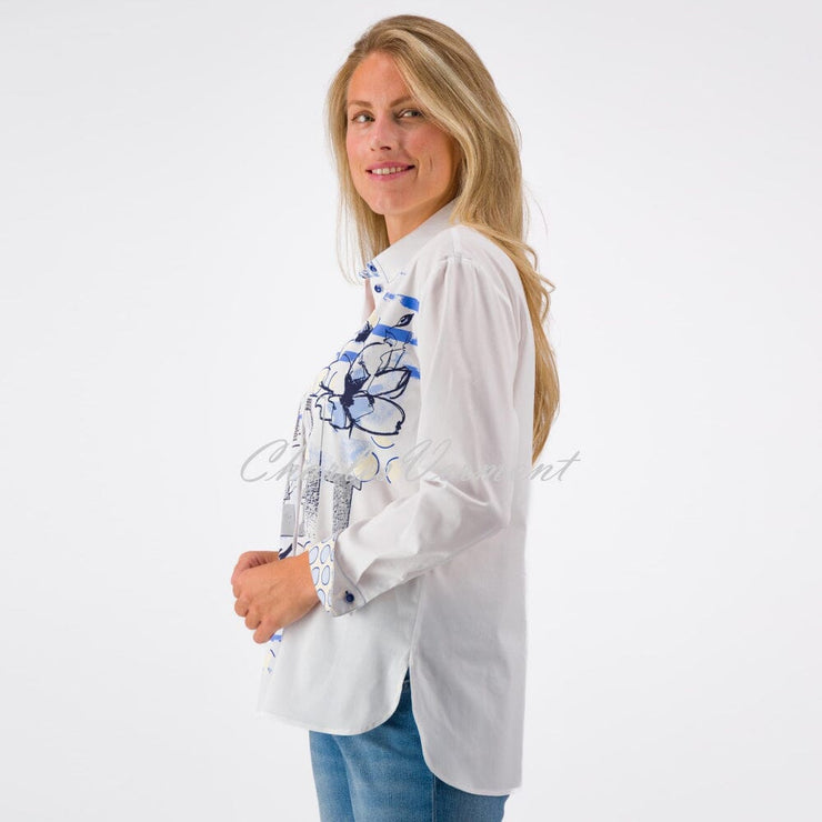 Just White Blouse with Rhinestone Detail - Style J3035