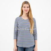 Just White Jersey Stretch Striped Top - Style J2243