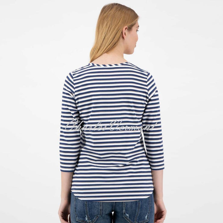 Just White Jersey Stretch Striped Top - Style J2243