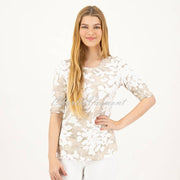 Just White Floral Top - Style J1951 (Beige)