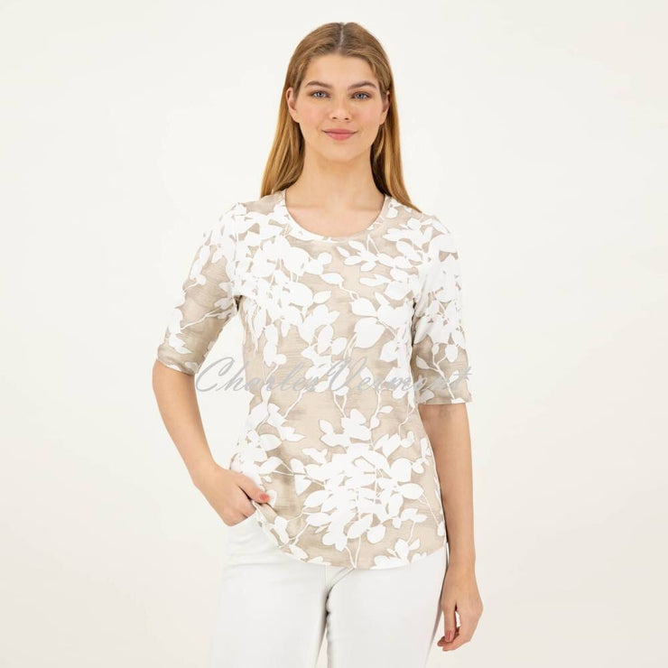 Just White Floral Top - Style J1951 (Beige)