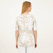 Just White Floral Top - Style J1951 (Beige)