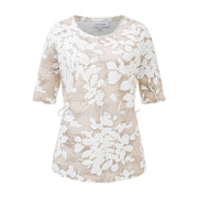 Just White Floral Top - Style J1951 (Beige)
