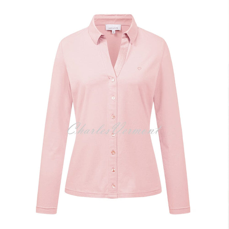 Just White Long Sleeve Blouse – Style J1303-320 (Pink)