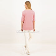 Just White Half Sleeve Striped Top - Style J1392-341 (Hibiscus Pink / White)
