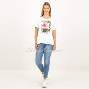 Just White Short Sleeve Printed Top - Style J1552