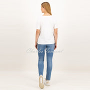 Just White Short Sleeve Printed Top - Style J1552