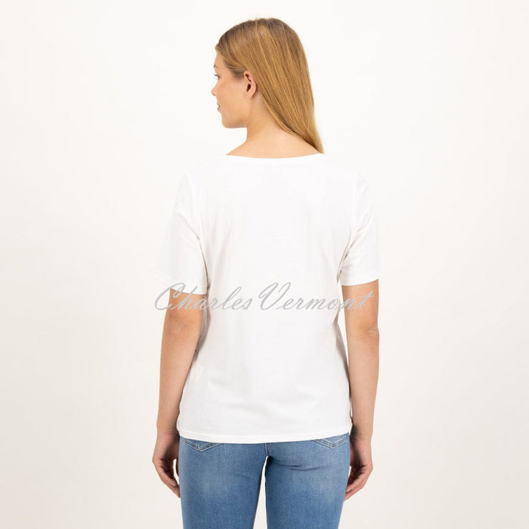 Just White Short Sleeve Printed Top - Style J1552