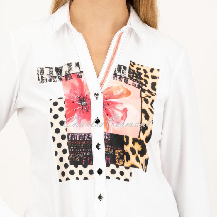 Just White Printed Blouse - Style J1553