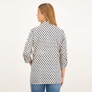 Just White Polka Dot Printed Blouse - Style J1641
