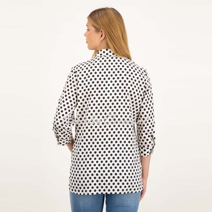 Just White Polka Dot Printed Blouse - Style J1641