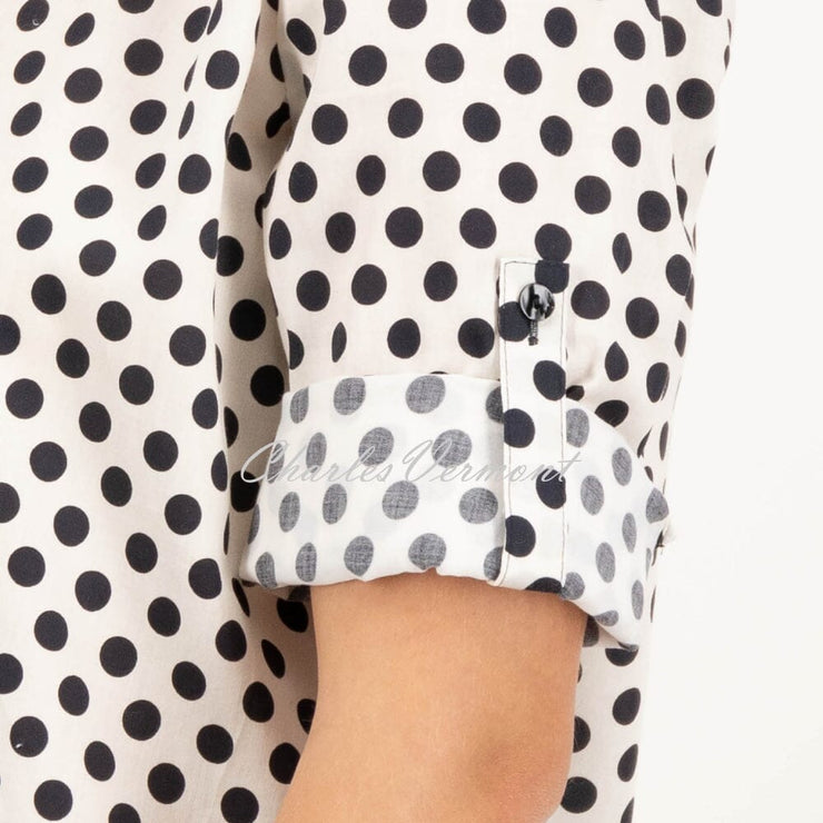 Just White Polka Dot Printed Blouse - Style J1641