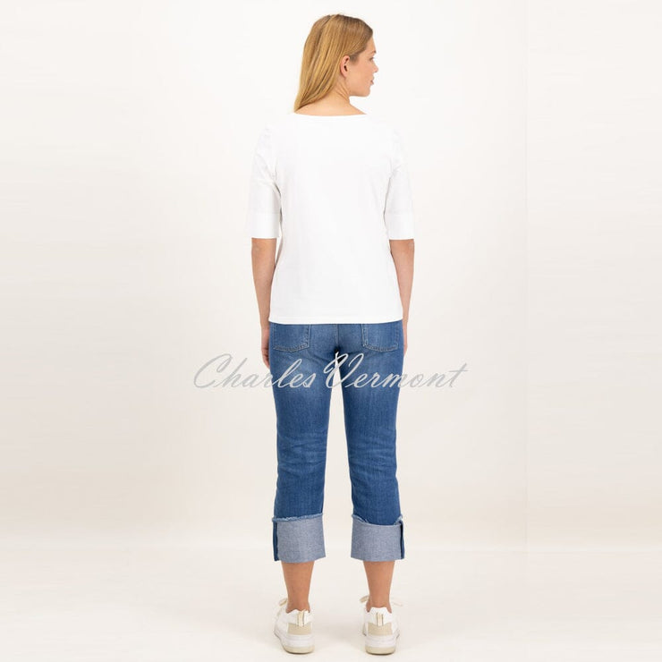 Just White Half Sleeve Top - Style J1682-010 (White)