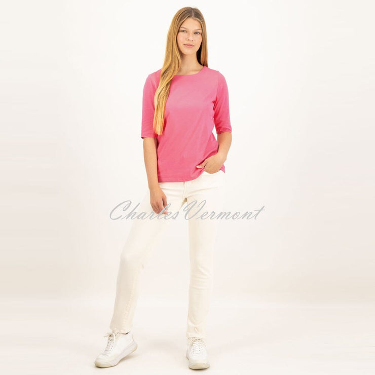 Just White Half Sleeve Top - Style J1682-340 (Hibiscus Pink)