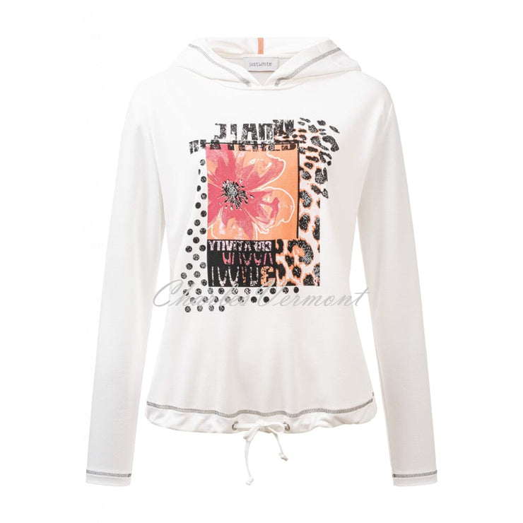 Just White Hoodie Top - Style J1721