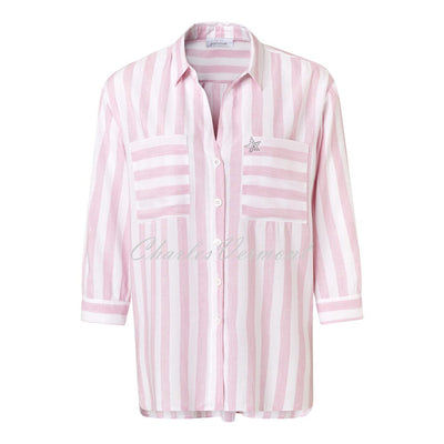 Just White Blouse – Style 44037-211 (Pink / White)