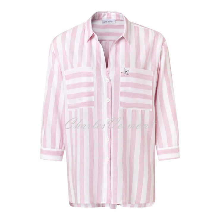 Just White Blouse – Style 44037-211 (Pink / White)