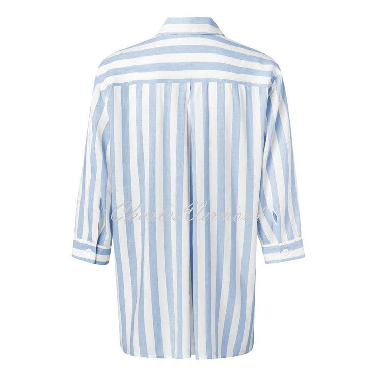 Just White Blouse – Style 44037-421 (Light Blue / White)