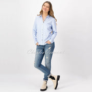 Just White Check Blouse with V-neck – Style C1219
