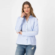 Just White Check Blouse with V-neck – Style C1219