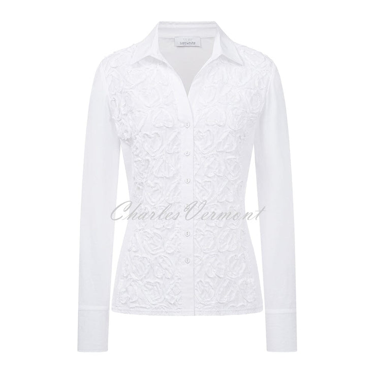 Just White Blouse with Heart Embroidery – Style C1291