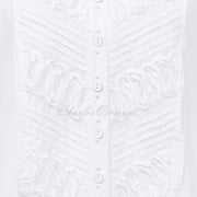 Just White Long Sleeve Embroidered Blouse – Style C1292