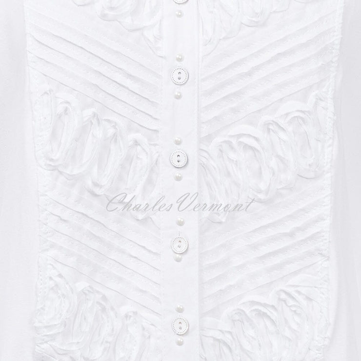 Just White Long Sleeve Embroidered Blouse – Style C1292