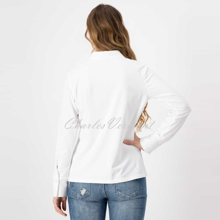Just White Long Sleeve Embroidered Blouse – Style C1292