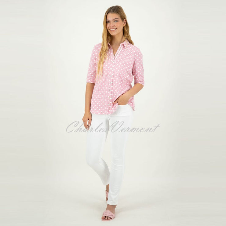 Just White Jersey Stretch Blouse - Style C1748