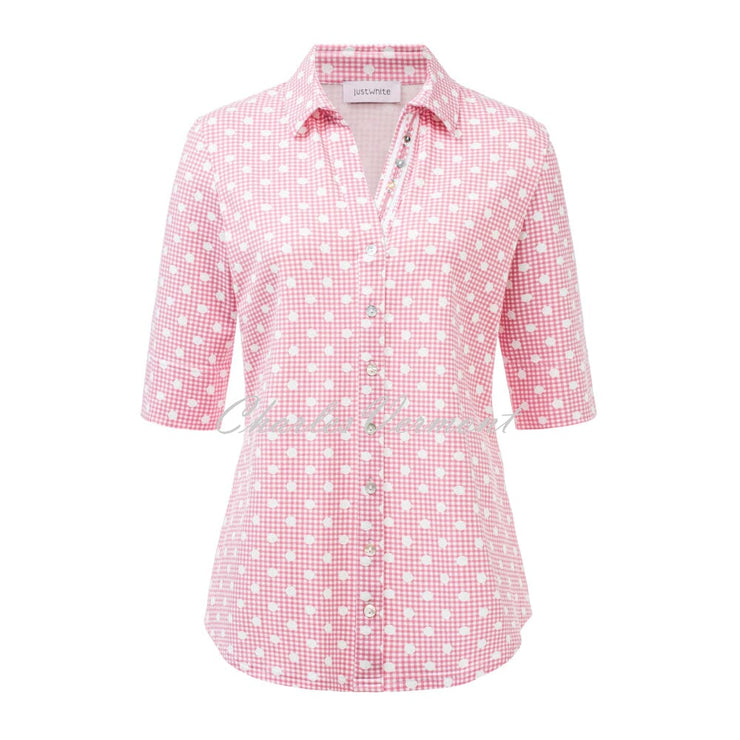 Just White Jersey Stretch Blouse - Style C1748