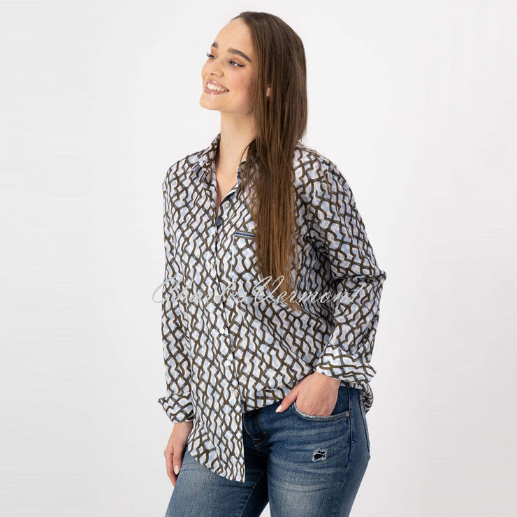Just White Patterned Blouse – Style J1079