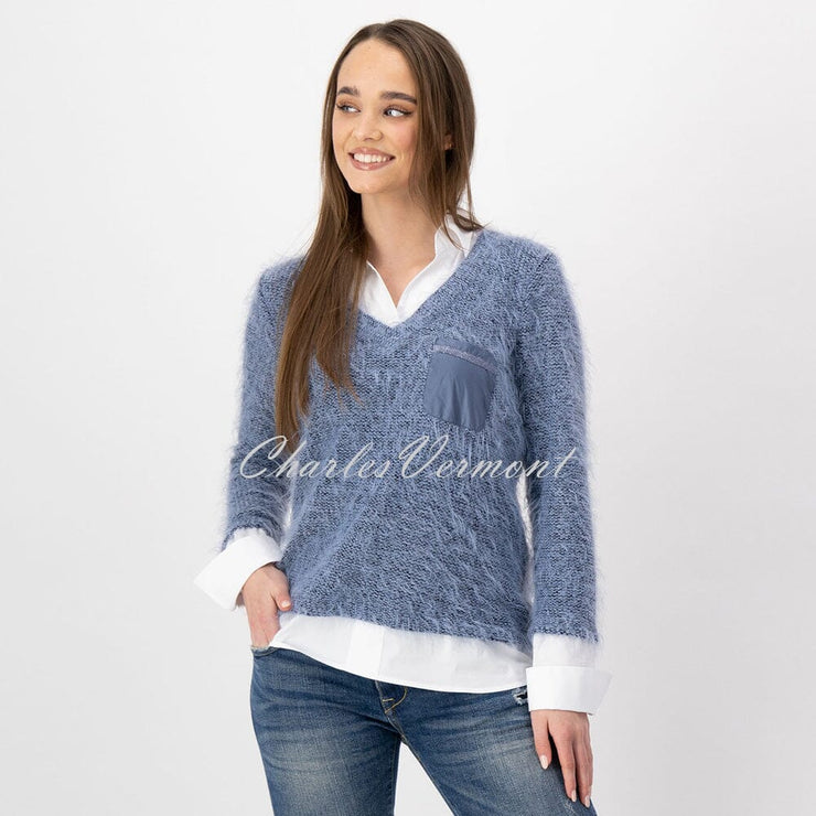 Just White Knitted Two-In-One Sweater– Style J1146