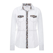 Just White Blouse Animal Print Trim – Style J1158
