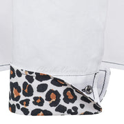 Just White Blouse Animal Print Trim – Style J1158